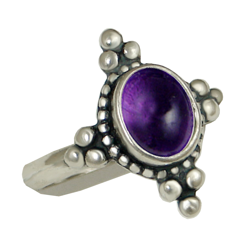 Sterling Silver Gemstone Ring With Amethyst Size 5